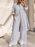 🖤 BLACK FRIDAY SALE 🖤 ☁️ Women's Striped Longline Two-Piece Set | Elegant Style & Relaxed Fit
