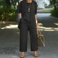 🔥 FINAL HOURS — Women's Minimalist 3-Piece Set | Long Cardigan & Wide-Leg Pants