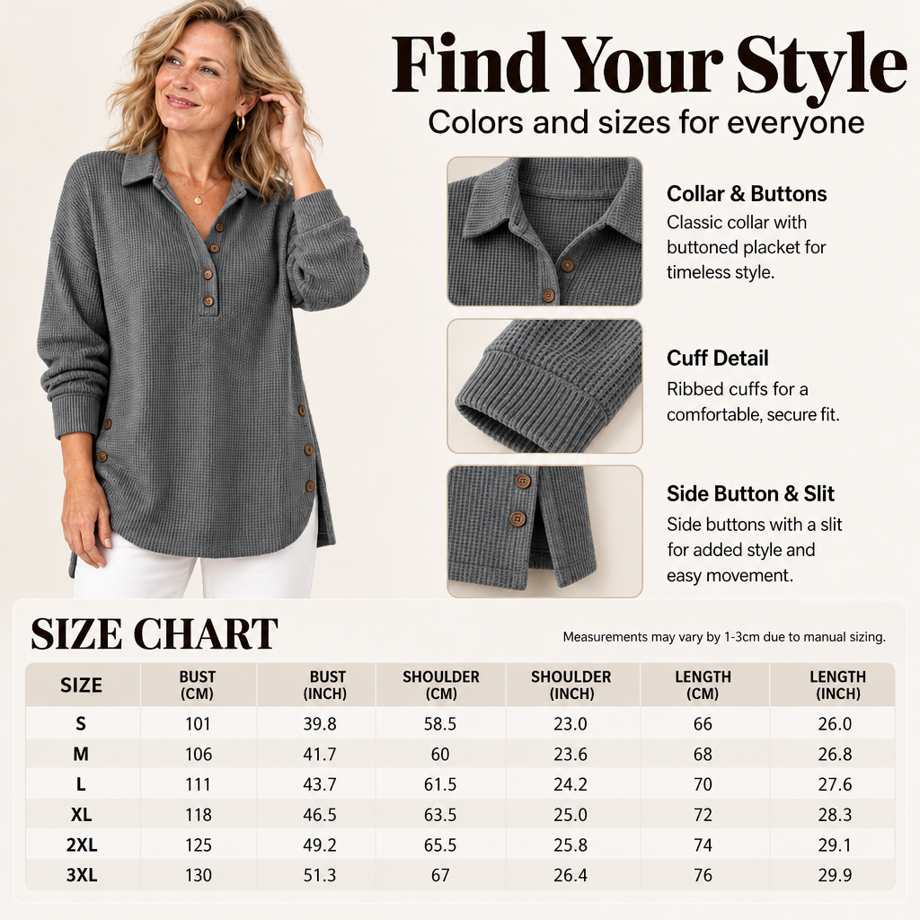 🖤 BLACK FRIDAY MEGA SALE 🖤 ☁️ Women's Waffle Knit Long-Sleeve Top | Cozy Texture & Relaxed Fit
