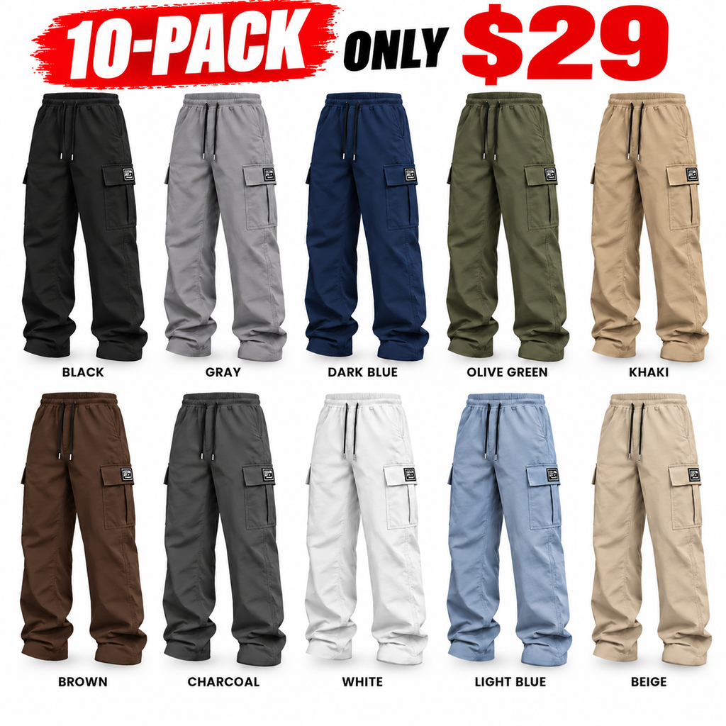 💝💝 BLACK FRIDAY SALE 🔥Men's cargo pants, solid-color casual loose-fit cargo trousers.