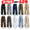 💝💝 BLACK FRIDAY SALE 🔥Men's cargo pants, solid-color casual loose-fit cargo trousers.