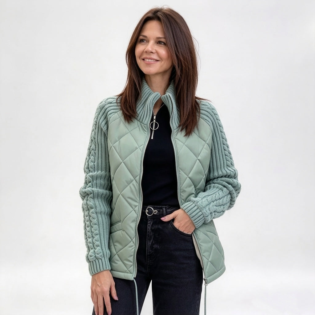 💡 Women's Knit Patchwork Puffy Jacket