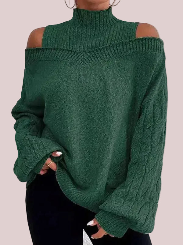 🔥 FINAL HOURS — Women's Off-Shoulder Turtleneck Pullover | Loose Fit & Lantern Sleeves