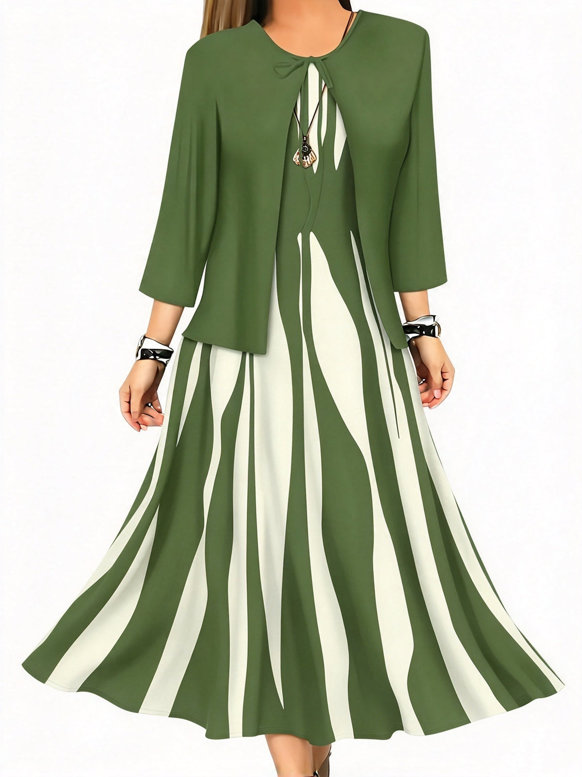 💡 Flattering Geometric Dress Set