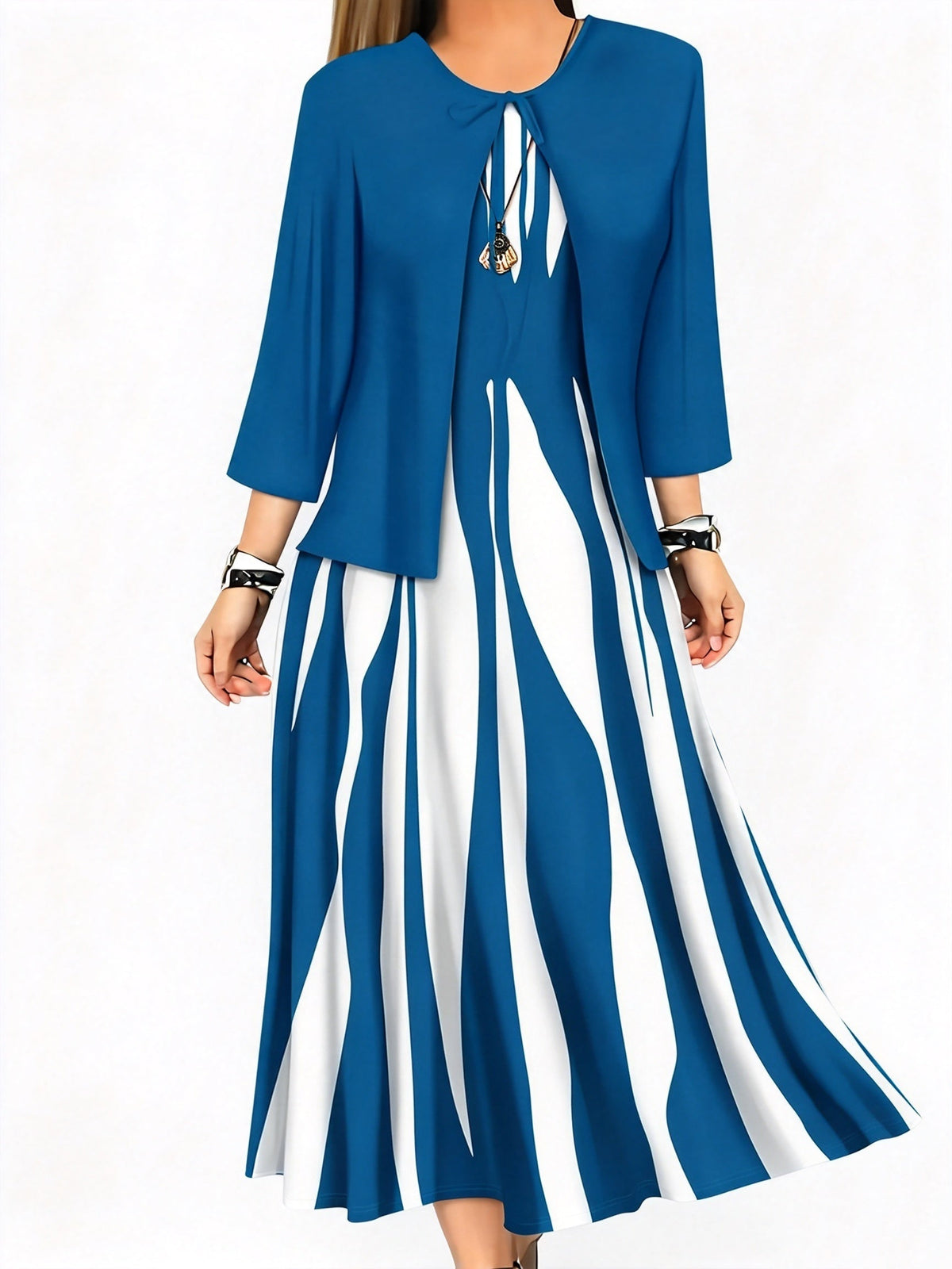 💡 Flattering Geometric Dress Set