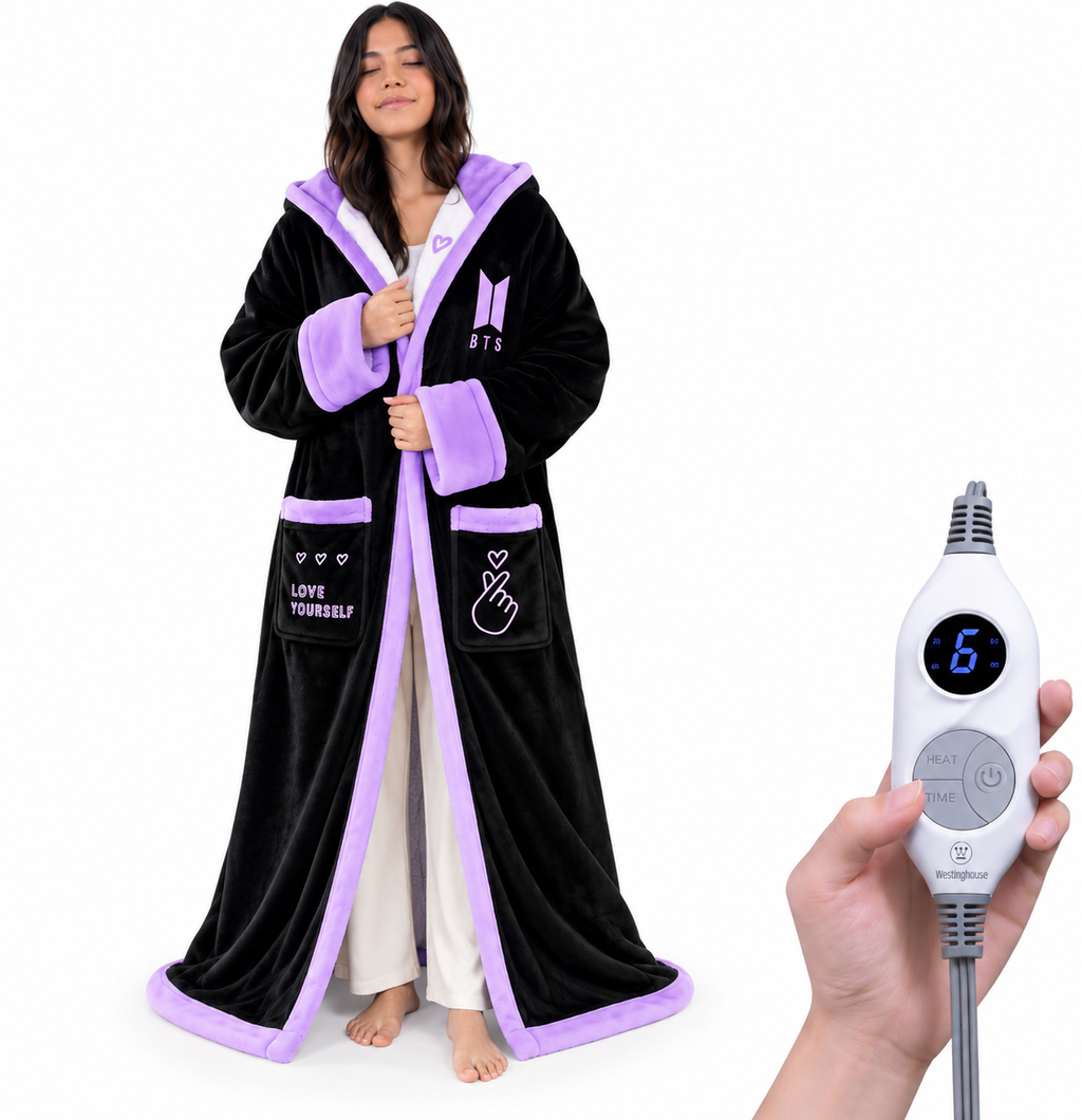 💝💝Wearable Heated Blanket with Foot Pocket Sherpa🔥Overheat Protection & Auto Shut-Off