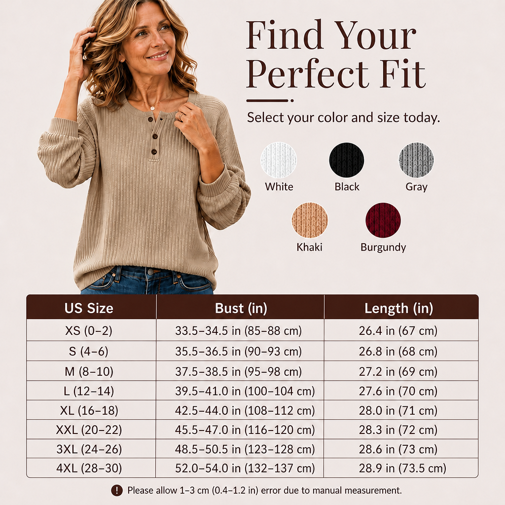 🔥🍂 LAST CHANCE — Women's Waffle Knit Sweatshirt | Loose Fit & Button-Neck Style