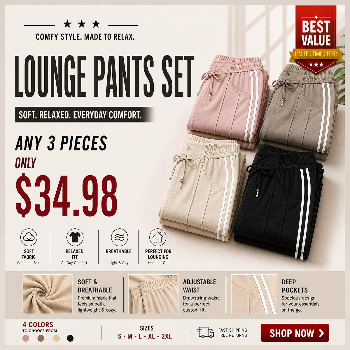 ⏰Last Day of the Sale💃 Women's Wide-Leg Drawstring Pants