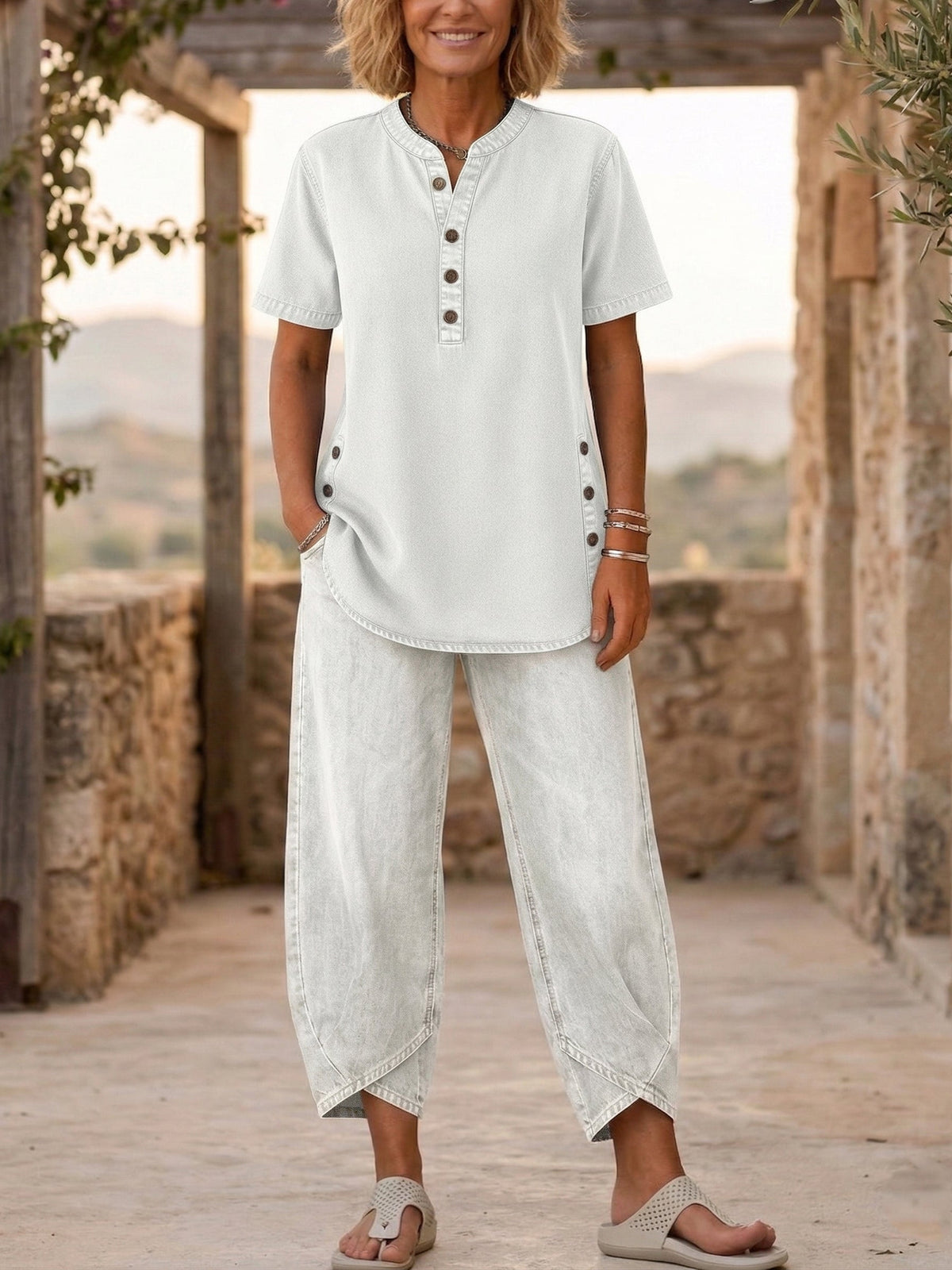 Women‘s Short-sleeve denim Two-piece set