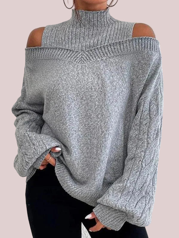 🔥 FINAL HOURS — Women's Off-Shoulder Turtleneck Pullover | Loose Fit & Lantern Sleeves