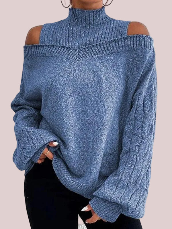 🔥 FINAL HOURS — Women's Off-Shoulder Turtleneck Pullover | Loose Fit & Lantern Sleeves