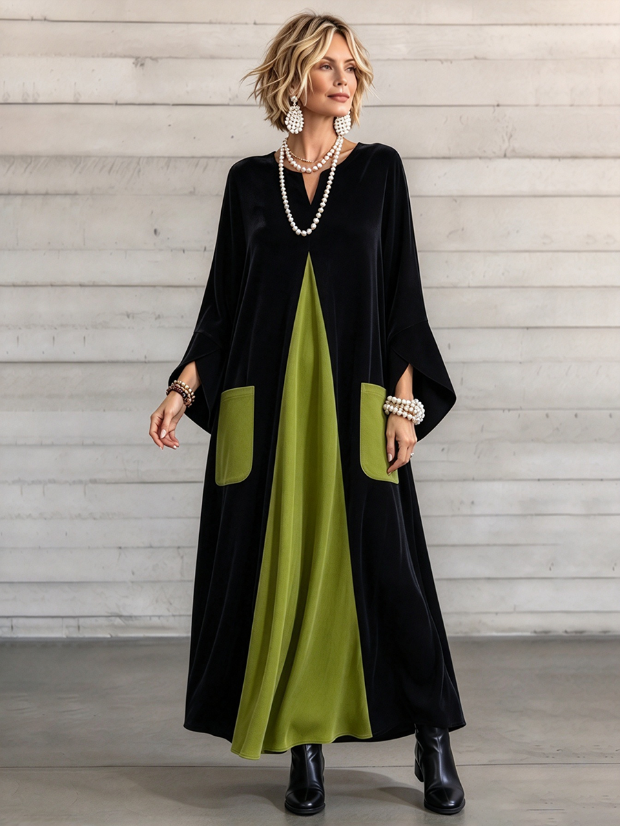 🔥 FINAL HOURS — Women's Color-Block Velvet Dress | Elegant Style & Sophisticated Everyday Glamour