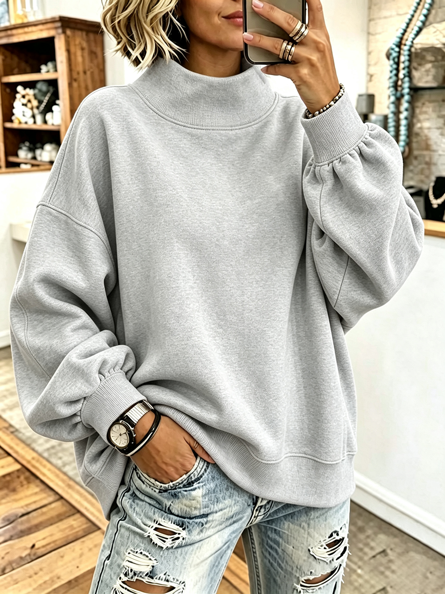 🔥 FINAL HOURS — Women's High-Neck Oversized Sweatshirt | Cozy & Effortless Everyday Style