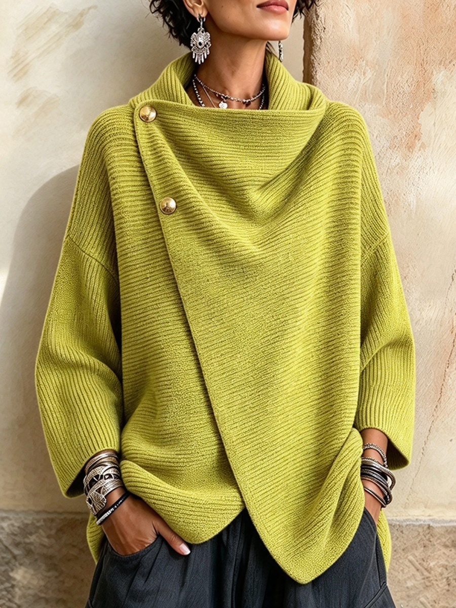 🔥 FINAL HOURS — Women's Asymmetric Button-Up Knit Top | Relaxed Fit & Chic Everyday Style