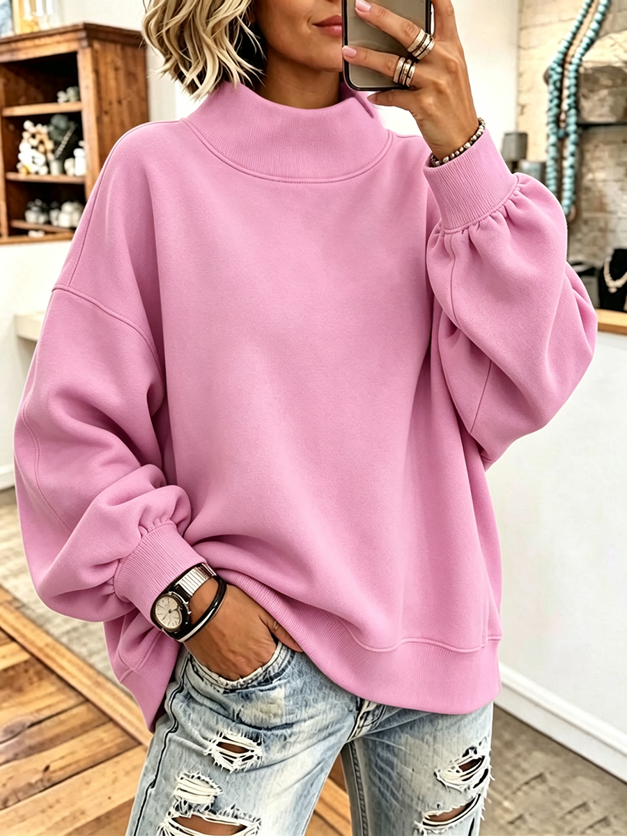 🔥 FINAL HOURS — Women's High-Neck Oversized Sweatshirt | Cozy & Effortless Everyday Style