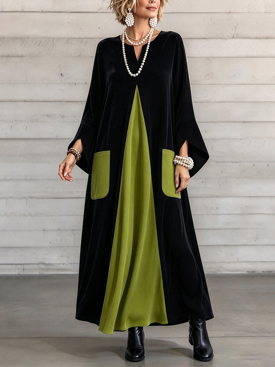 🔥 FINAL HOURS — Women's Color-Block Velvet Dress | Elegant Style & Sophisticated Everyday Glamour