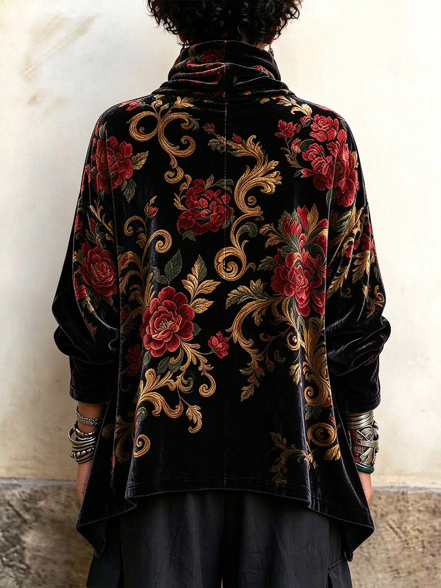 🔥 FINAL HOURS — Women's Vintage Floral Print Velvet Top | Elegant & Sophisticated Style