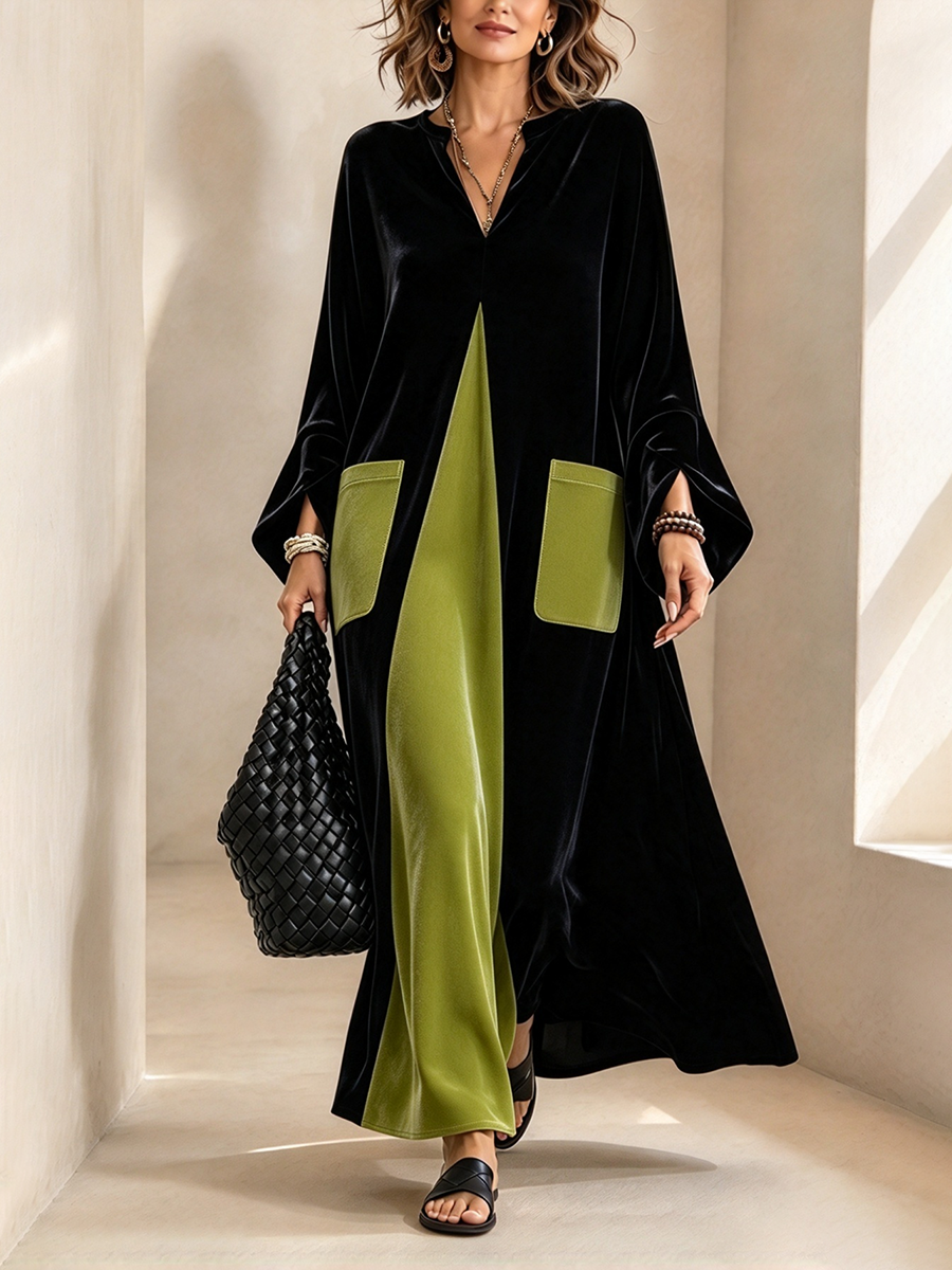 🔥 FINAL HOURS — Women's Color-Block Velvet Dress | Elegant Style & Sophisticated Everyday Glamour