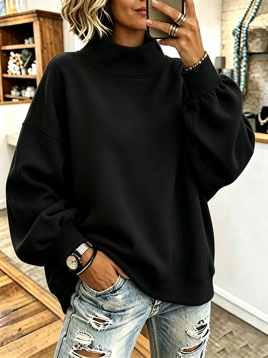 🔥 FINAL HOURS — Women's High-Neck Oversized Sweatshirt | Cozy & Effortless Everyday Style
