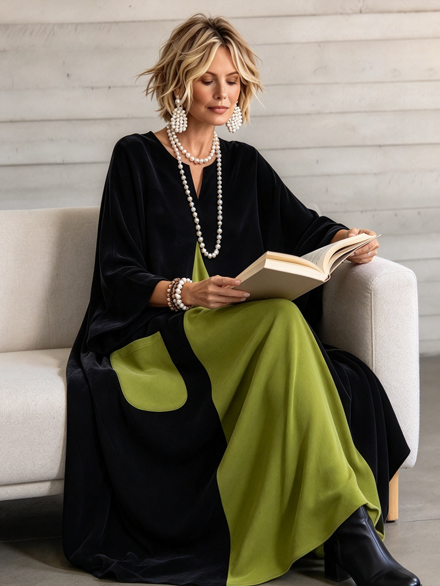 🔥 FINAL HOURS — Women's Color-Block Velvet Dress | Elegant Style & Sophisticated Everyday Glamour