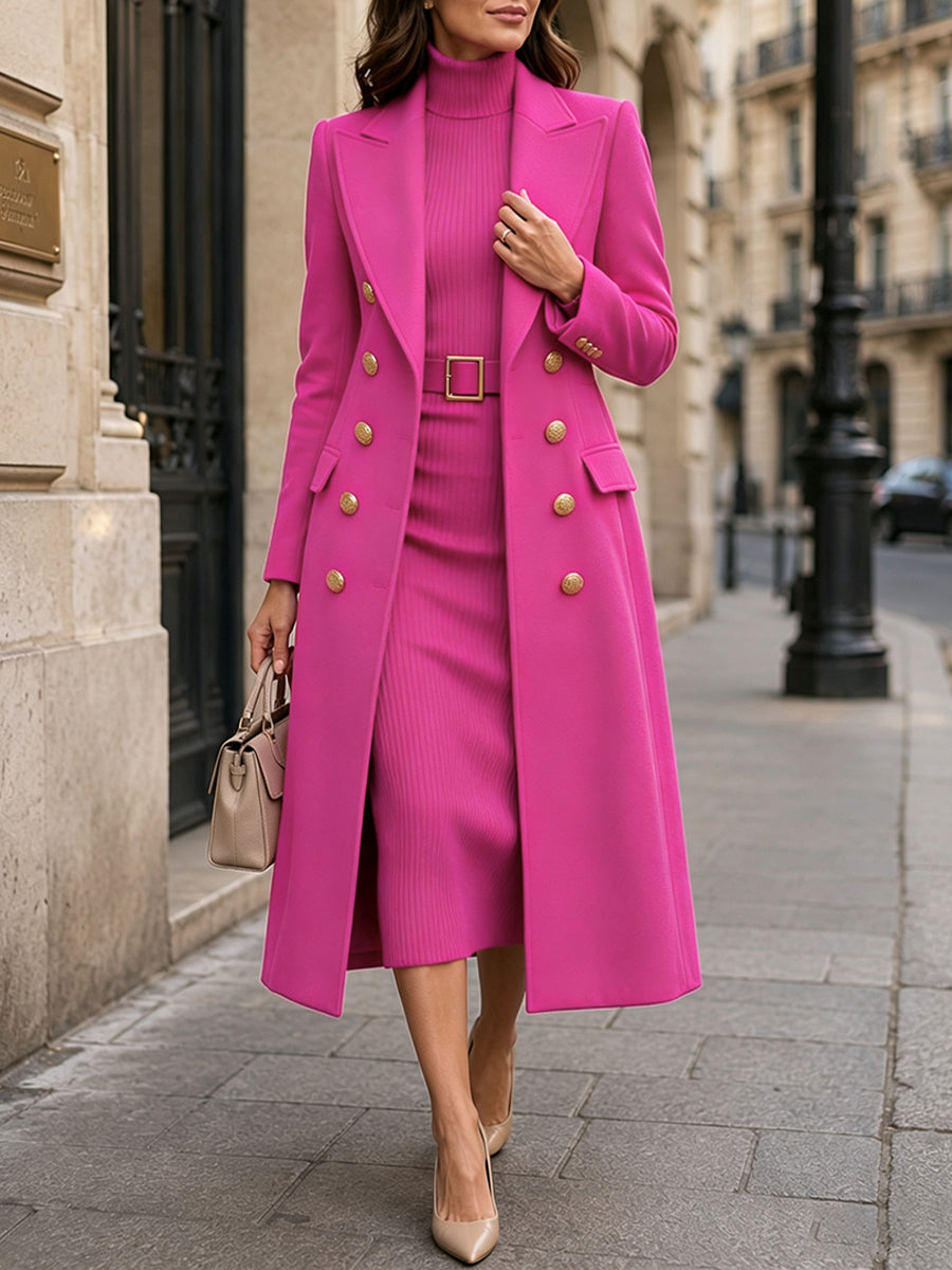 🖤 BLACK FRIDAY SALE 🖤 ☁️ Women's Slim-Fit Wool-Blend Long Coat | Double-Breasted Design & Elegant Style