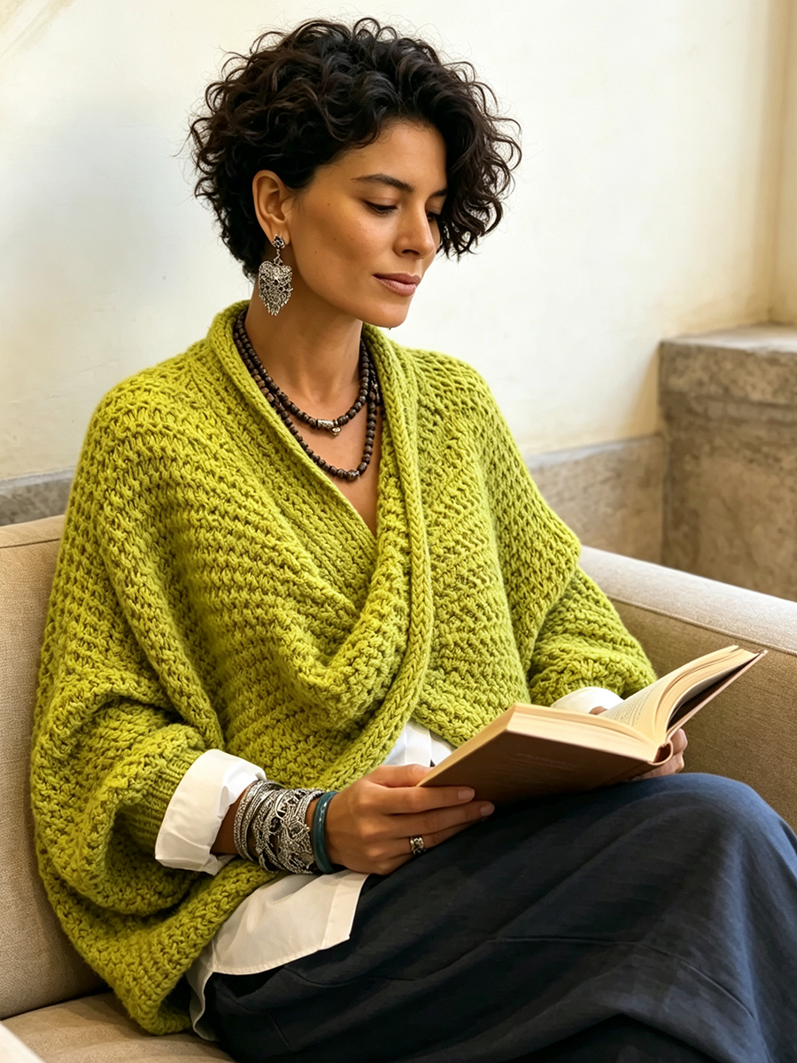 🔥 FINAL HOURS — Women's Crossover V-Neck Sweater | Cozy Batwing Sleeves & Relaxed Fit