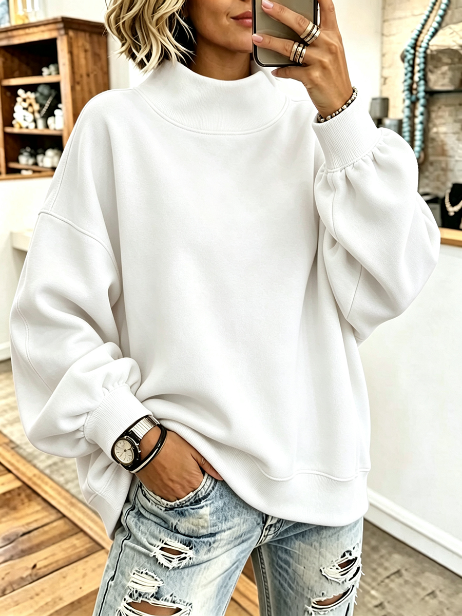 🔥 FINAL HOURS — Women's High-Neck Oversized Sweatshirt | Cozy & Effortless Everyday Style