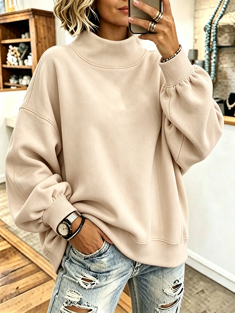 🔥 FINAL HOURS — Women's High-Neck Oversized Sweatshirt | Cozy & Effortless Everyday Style