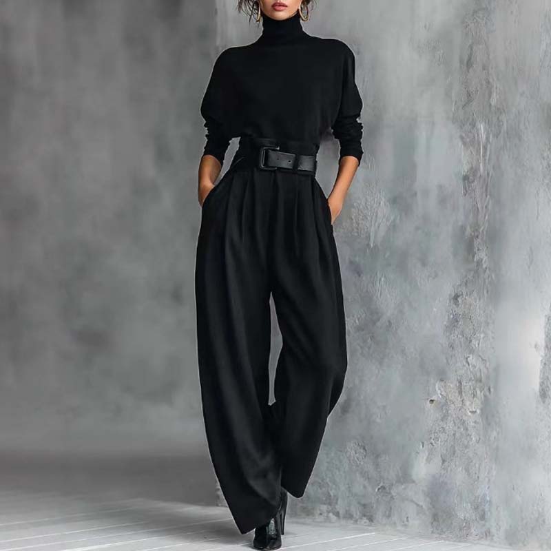 🖤 BLACK FRIDAY SALE 🖤 ☁️ Women's Turtleneck Top & Pants Set | Chic & Cozy Style