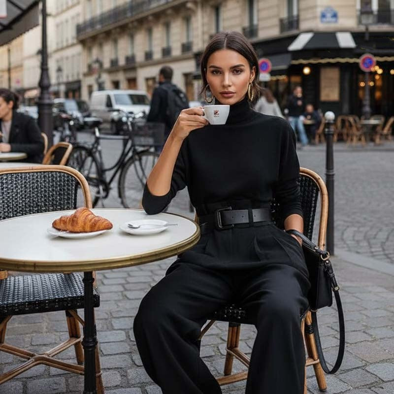 🖤 BLACK FRIDAY SALE 🖤 ☁️ Women's Turtleneck Top & Pants Set | Chic & Cozy Style