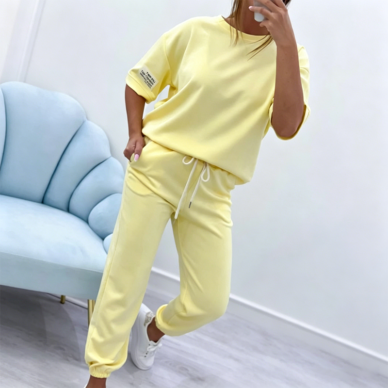 🖤 BLACK FRIDAY SALE 🖤 ☁️ Women's Short-Sleeve Lounge Set | Drawstring Joggers & Relaxed Fit