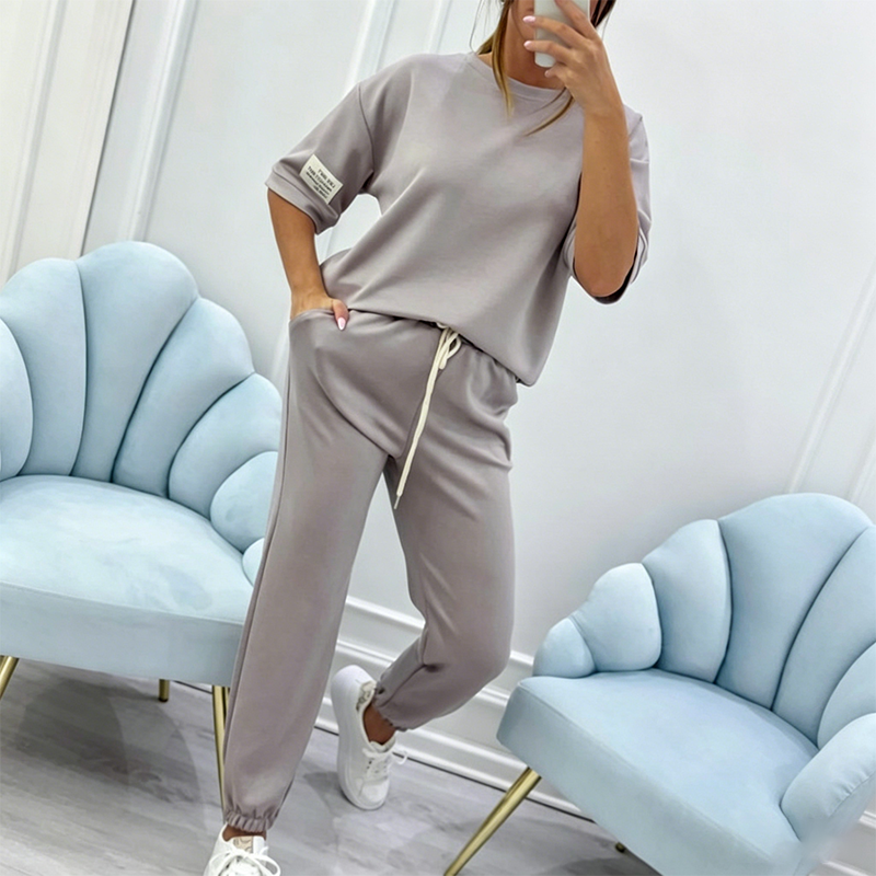 🖤 BLACK FRIDAY SALE 🖤 ☁️ Women's Short-Sleeve Lounge Set | Drawstring Joggers & Relaxed Fit