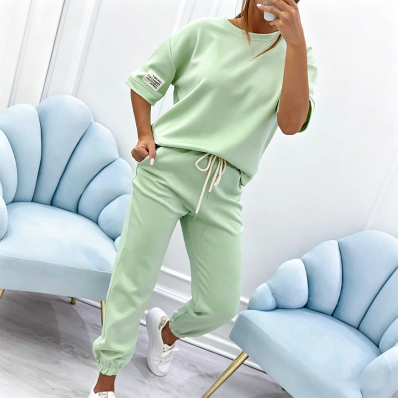 🖤 BLACK FRIDAY SALE 🖤 ☁️ Women's Short-Sleeve Lounge Set | Drawstring Joggers & Relaxed Fit