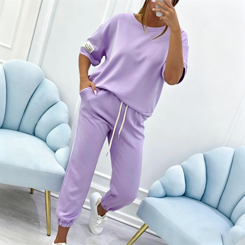 🖤 BLACK FRIDAY SALE 🖤 ☁️ Women's Short-Sleeve Lounge Set | Drawstring Joggers & Relaxed Fit