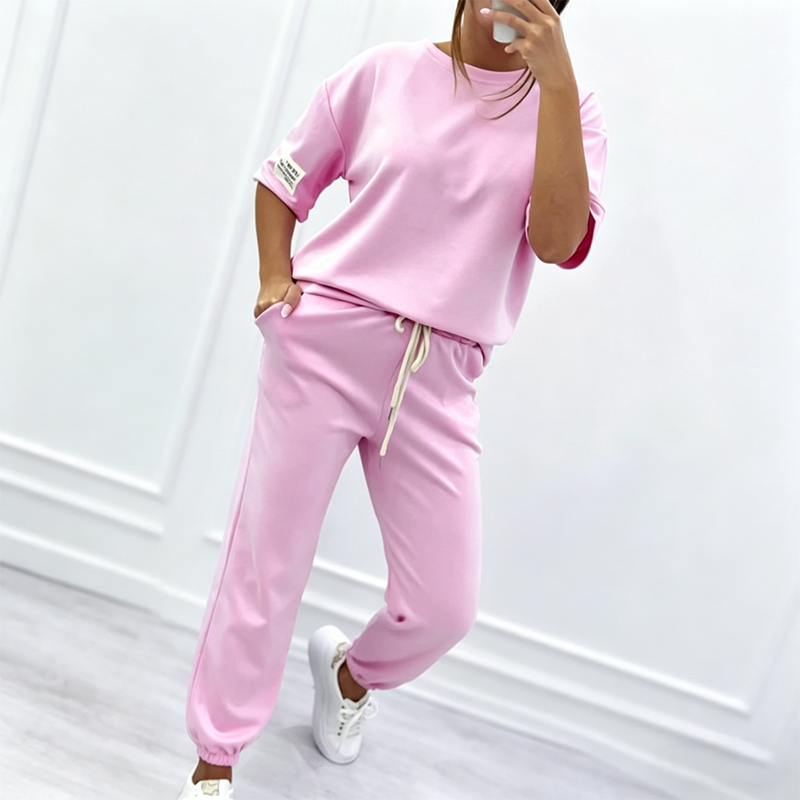 🖤 BLACK FRIDAY SALE 🖤 ☁️ Women's Short-Sleeve Lounge Set | Drawstring Joggers & Relaxed Fit