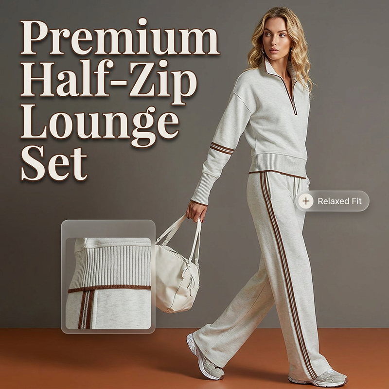 🔥 FINAL HOURS — Women's Half-Zip Top & Wide-Leg Pants Set | Effortless Everyday Comfort