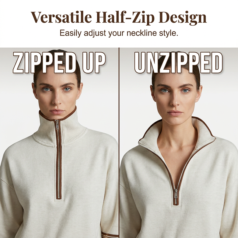 🔥 FINAL HOURS — Women's Half-Zip Top & Wide-Leg Pants Set | Effortless Everyday Comfort