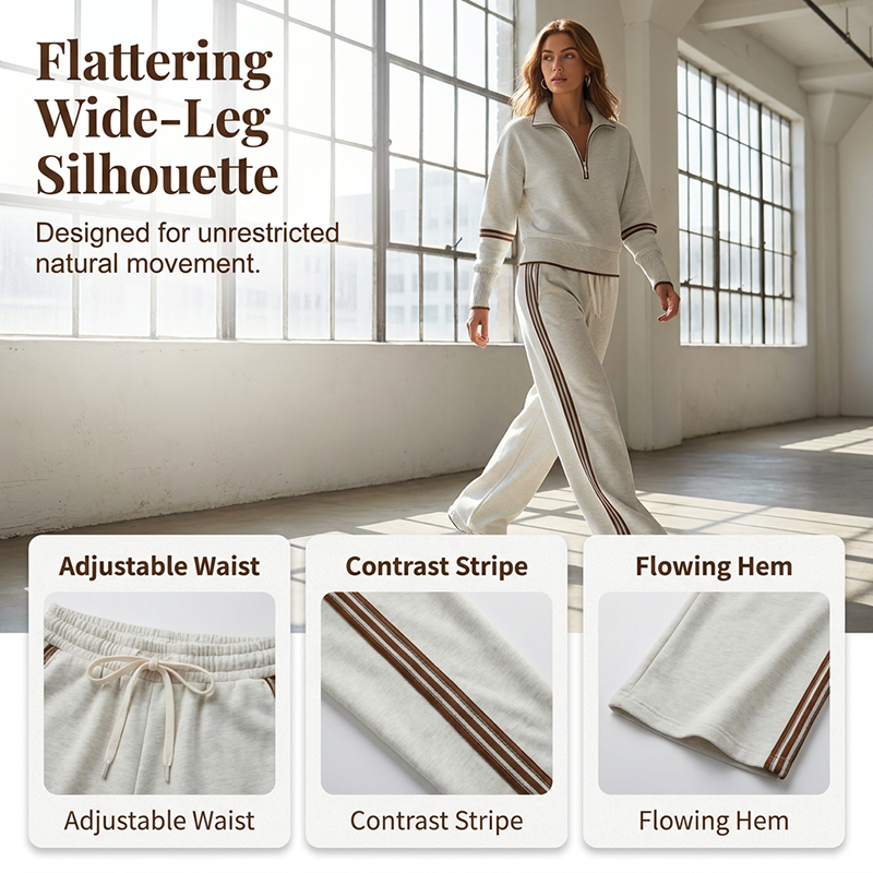 🔥 FINAL HOURS — Women's Half-Zip Top & Wide-Leg Pants Set | Effortless Everyday Comfort