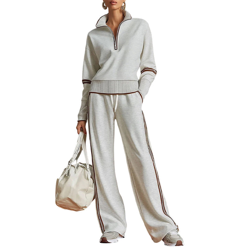🔥 FINAL HOURS — Women's Half-Zip Top & Wide-Leg Pants Set | Effortless Everyday Comfort