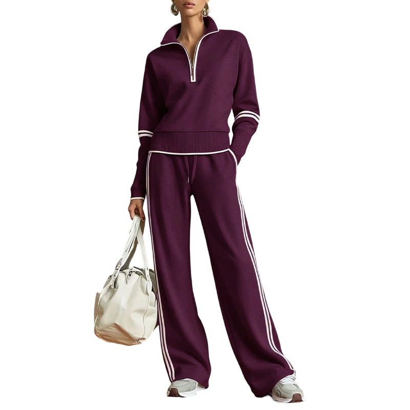 🔥 FINAL HOURS — Women's Half-Zip Top & Wide-Leg Pants Set | Effortless Everyday Comfort