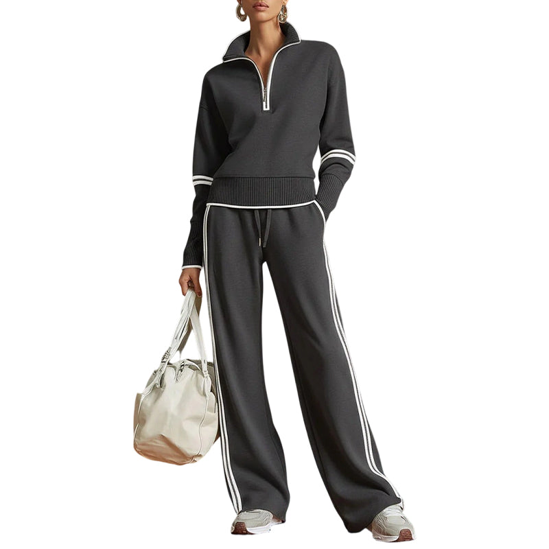 🔥 FINAL HOURS — Women's Half-Zip Top & Wide-Leg Pants Set | Effortless Everyday Comfort