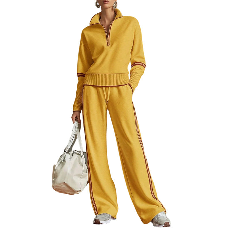 🔥 FINAL HOURS — Women's Half-Zip Top & Wide-Leg Pants Set | Effortless Everyday Comfort