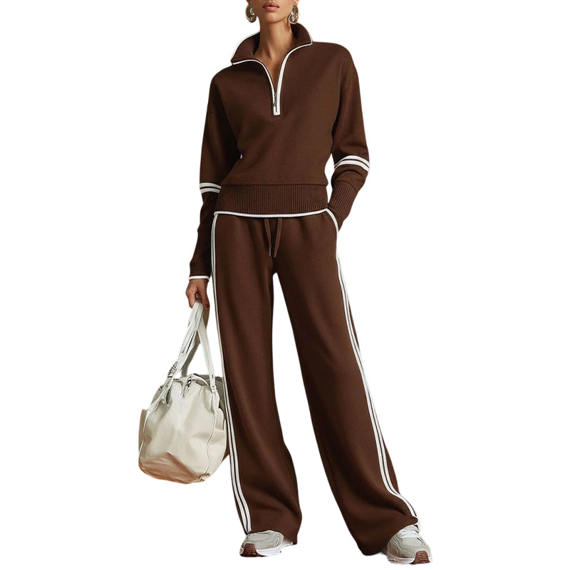 🔥 FINAL HOURS — Women's Half-Zip Top & Wide-Leg Pants Set | Effortless Everyday Comfort