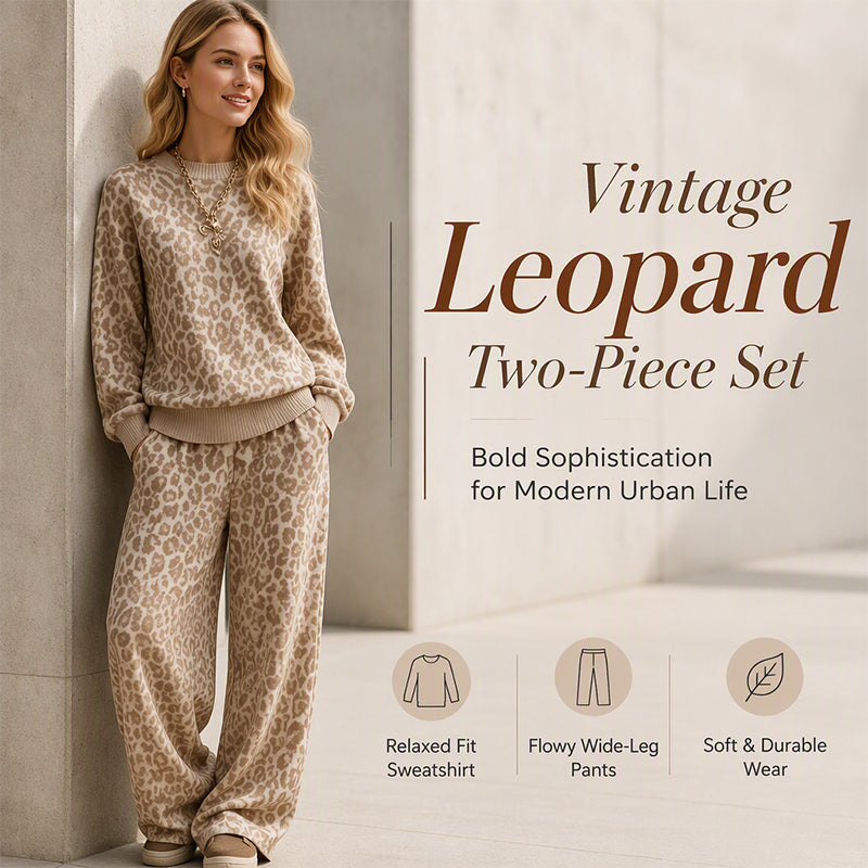 🔥 FINAL HOURS — Women's Leopard Print Sweatshirt & Wide-Leg Pants Set | Chic & Cozy Style