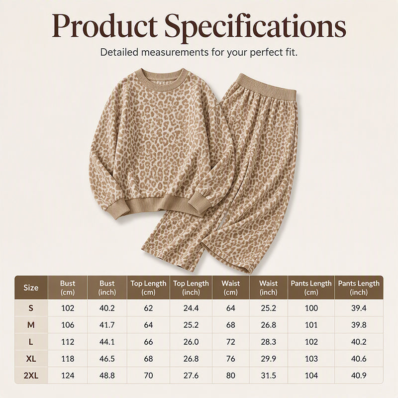 🔥 FINAL HOURS — Women's Leopard Print Sweatshirt & Wide-Leg Pants Set | Chic & Cozy Style