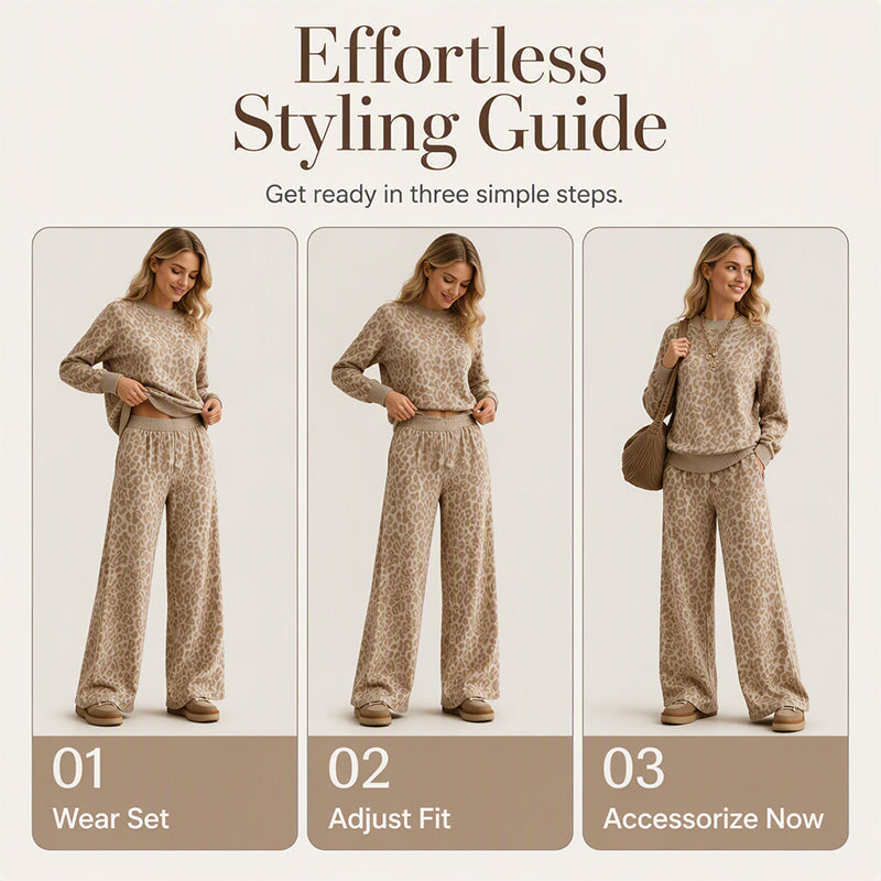 🔥 FINAL HOURS — Women's Leopard Print Sweatshirt & Wide-Leg Pants Set | Chic & Cozy Style