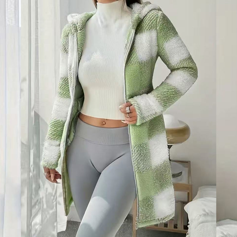 🍂🔥 FINAL HOURS — Women's Plaid Zip-Up Hooded Jacket | Cozy Long-Line Style