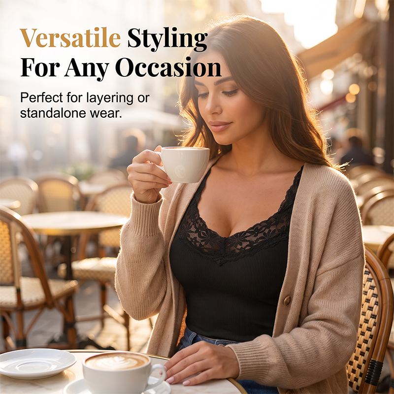🔥 ❤️FINAL HOURS — Women's Lace-Trim Slim-Fit Tank Top | Flattering & Versatile Style