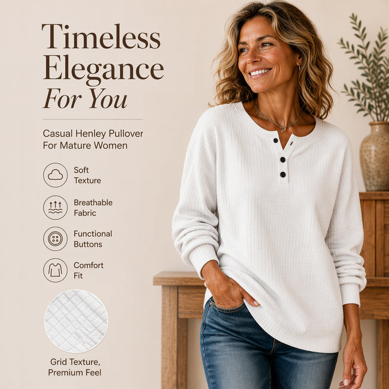 🔥🍂 LAST CHANCE — Women's Waffle Knit Sweatshirt | Loose Fit & Button-Neck Style