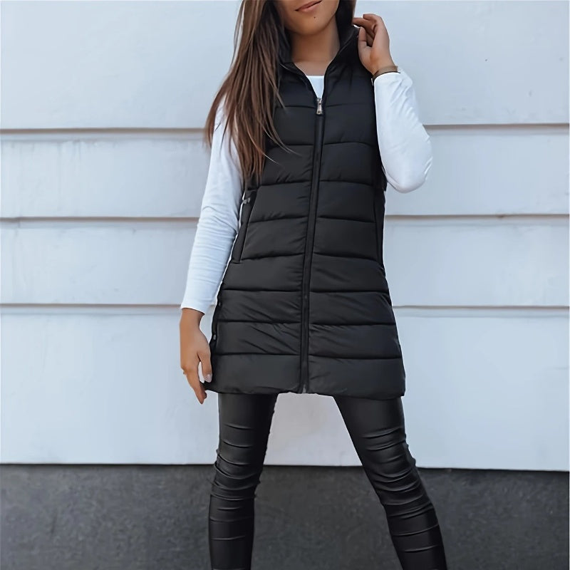 Women’s Zip-Up Long Puffer Vest